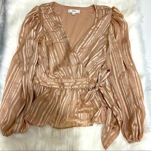 MINE beige top with Gold strips Size S